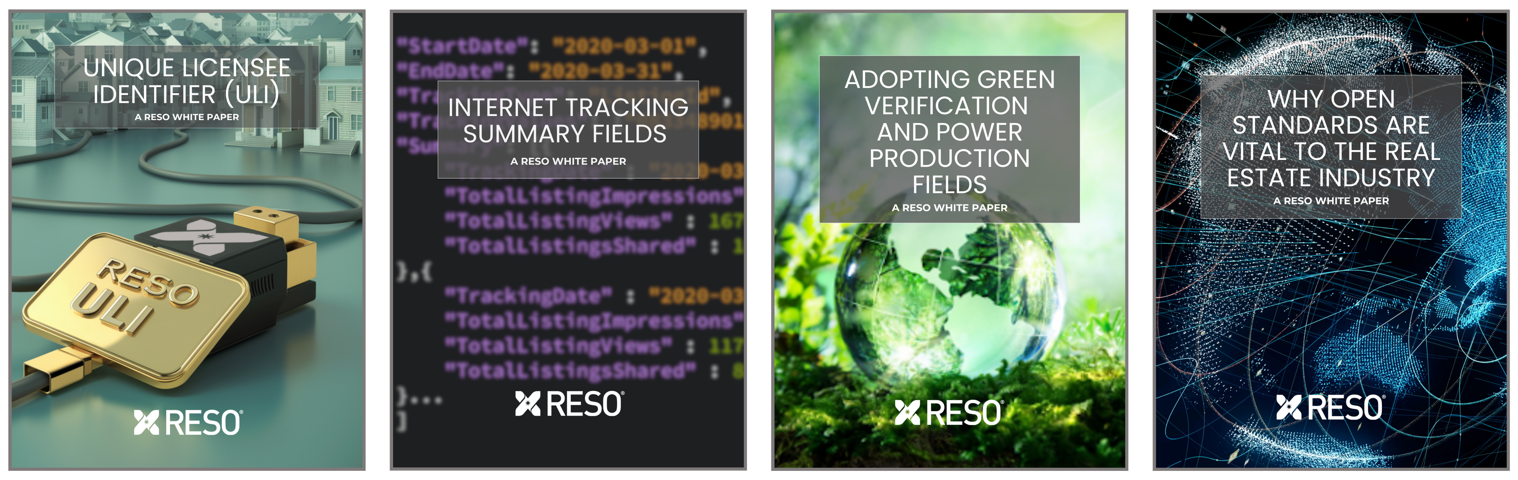 "Unique Licensee Identifier (ULI)", "Internet Tracking Summary Fields", "Adopting Green Verification and Power Production Fields" and "Why Open Standards are Vital to the Real Estate Industry".