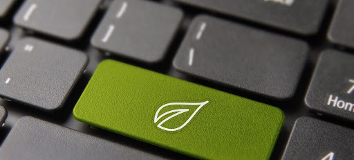 Green White Paper Leaf Keyboard