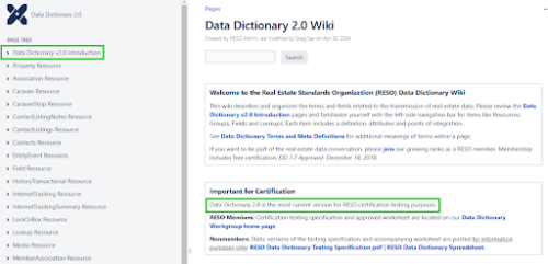 RESO Data Dictionary Wiki Intro